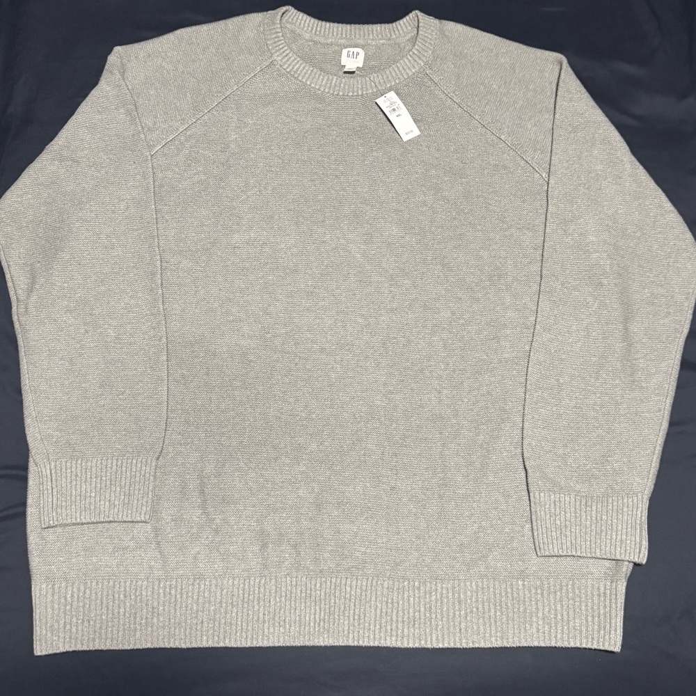 GAP Mens Grey Heather Garter Crewneck Sweater XXL NWT